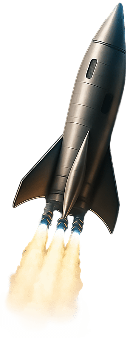 Rocket Flying with Transparent Background